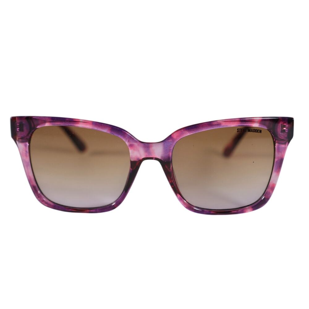 Steve Madden DELEGRO Square Women’s Sunglasses–Pink Purple Tortoise / Brown–NWT